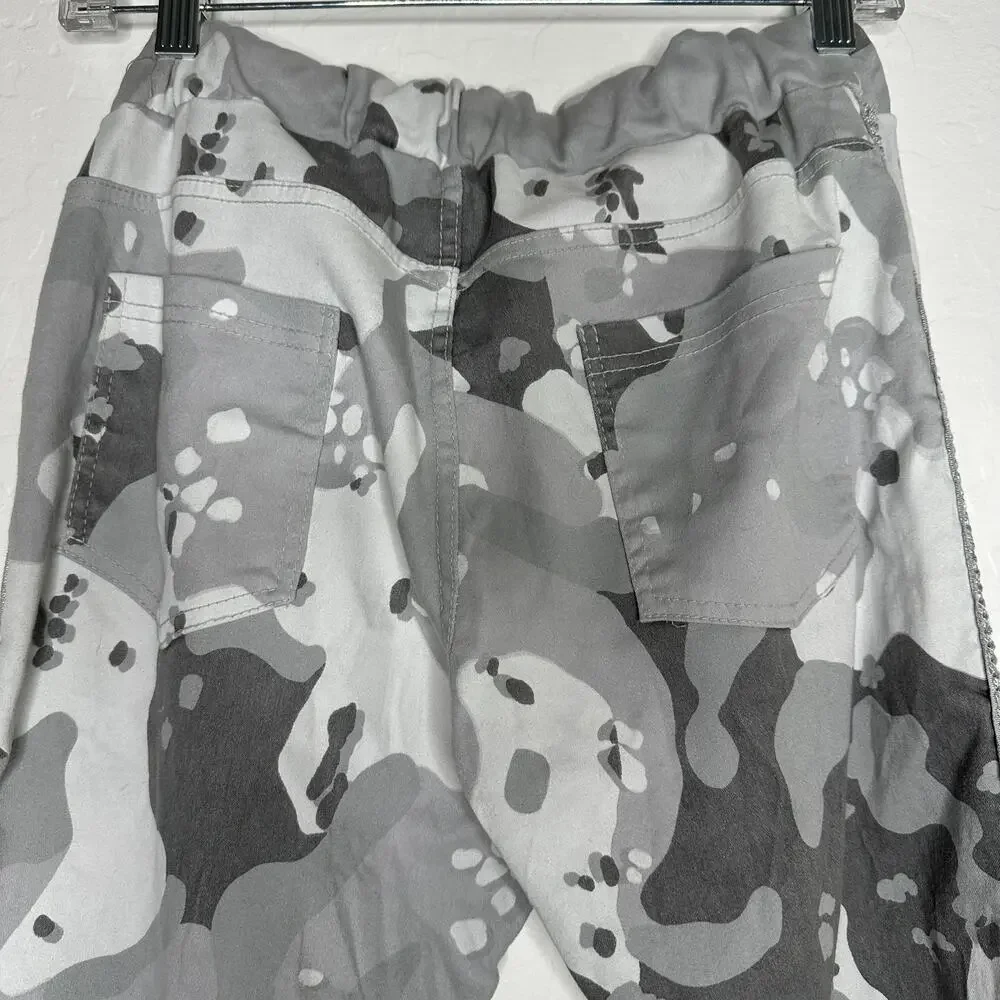 Y2K Brand Bazar Pull on Gray Camo Pants 8 S High Rise Retro Skater Streetwear